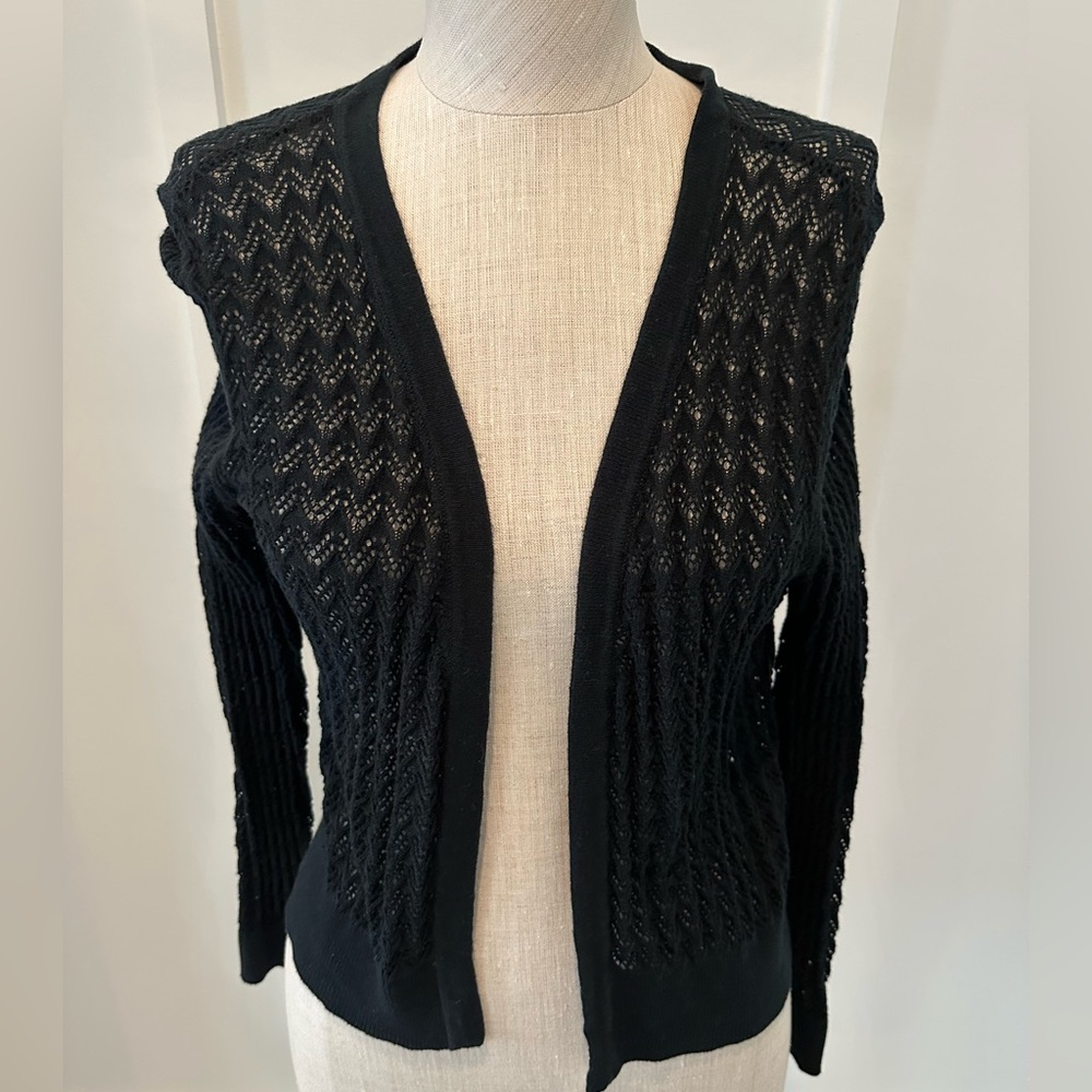 Ann Taylor Black Chunky Knit Cardigan Sweater